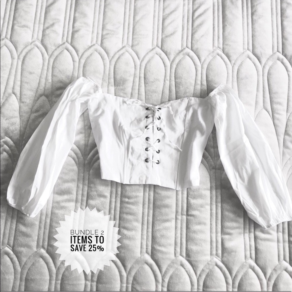 OFF SHOULDER crop top BLOUSE, white, size S